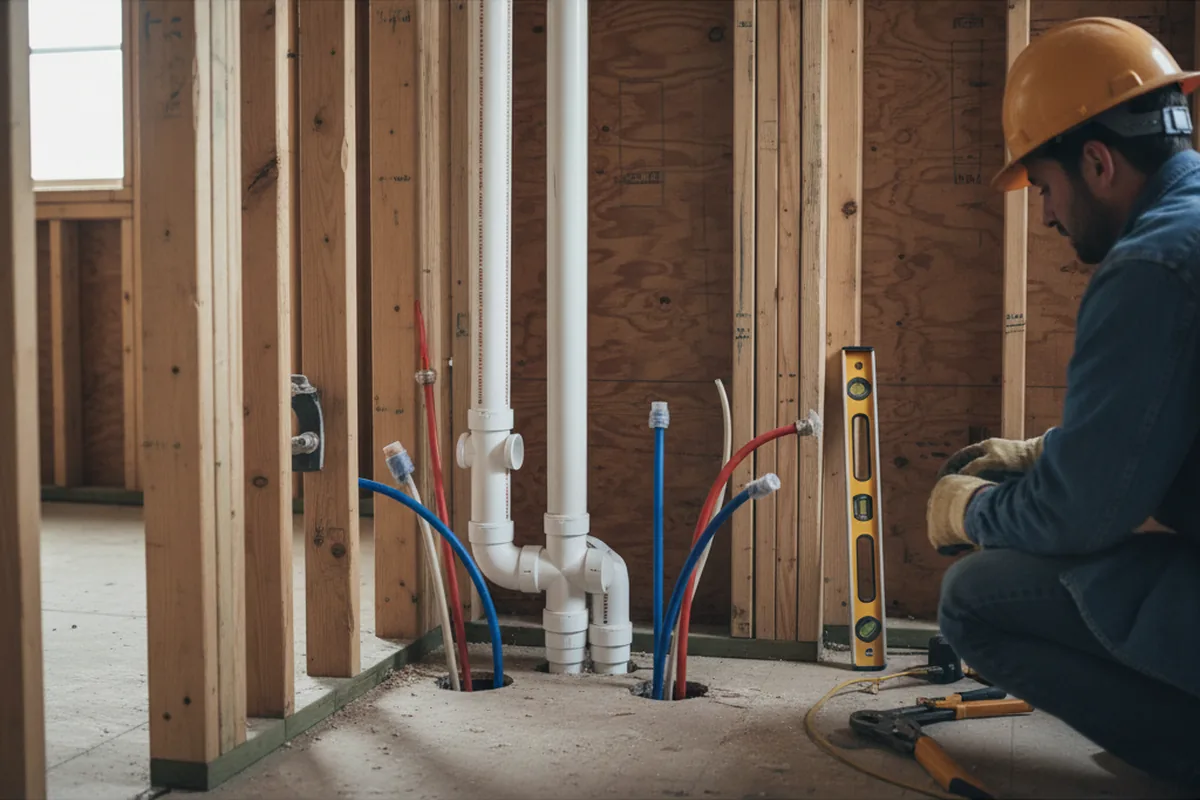 Drain and supply rough-in during Drain Cleaning in Hackensack