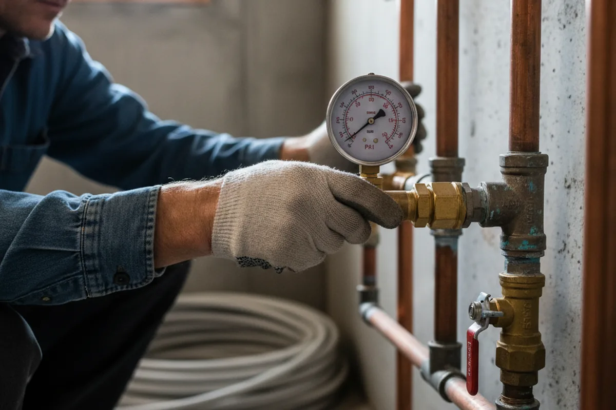 Pressure testing a repaired line during Water Line Repair in Hackensack